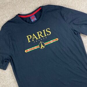 Paris France Eiffel Tower‎ Graphic T Shirt Mens XL Black Red Green Gold Souvenir